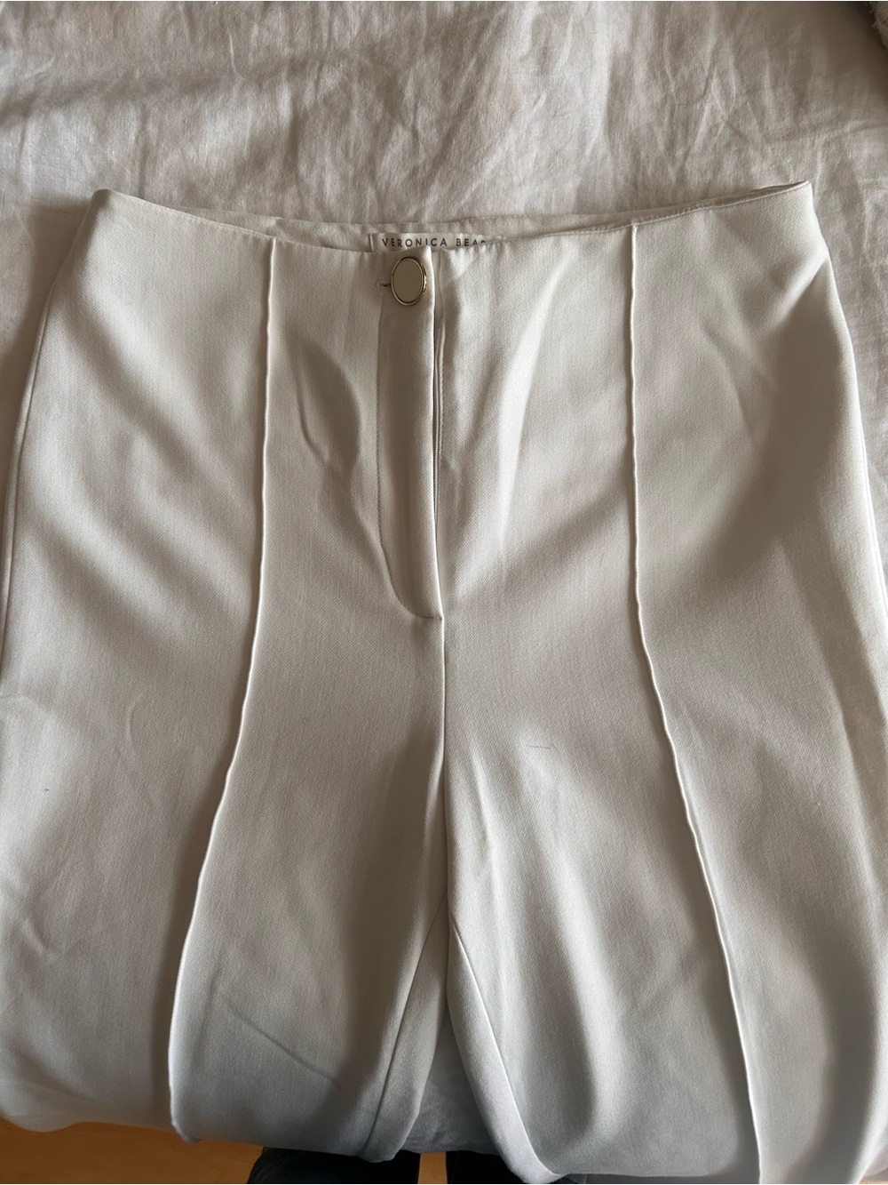 Veronica Beard Off-White Front-Seam Trousers